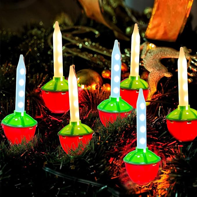 Christmas Bubble Lights Plug in, 7.5Ft Vintage Christmas String Light Outdoor with 8 LED Red Green Bubble Lights Glow Twinkling Warm White for Holiday Party Fireplace Garden Tree Pathway Decorations