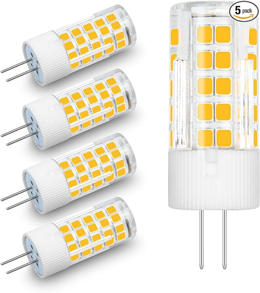 G4 LED Bulbs 120V G4 Bi-Pin Base Light Bulbs 120V 5W Warm White 3000k Equivalent to 40W Halogen for Under-Cabinet Ceiling Table Puck Lights (Pack of 5)