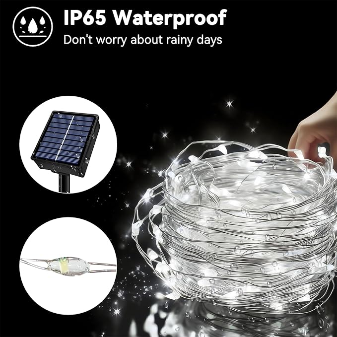 Solar String Lights Outdoor Waterproof 4 Pack Total 132ft 400LED 8 Modes Twinkle Lights Solar Fairy Lights for Patio, Garden Yard Party Wedding Tree Christmas Halloween Decoration, White