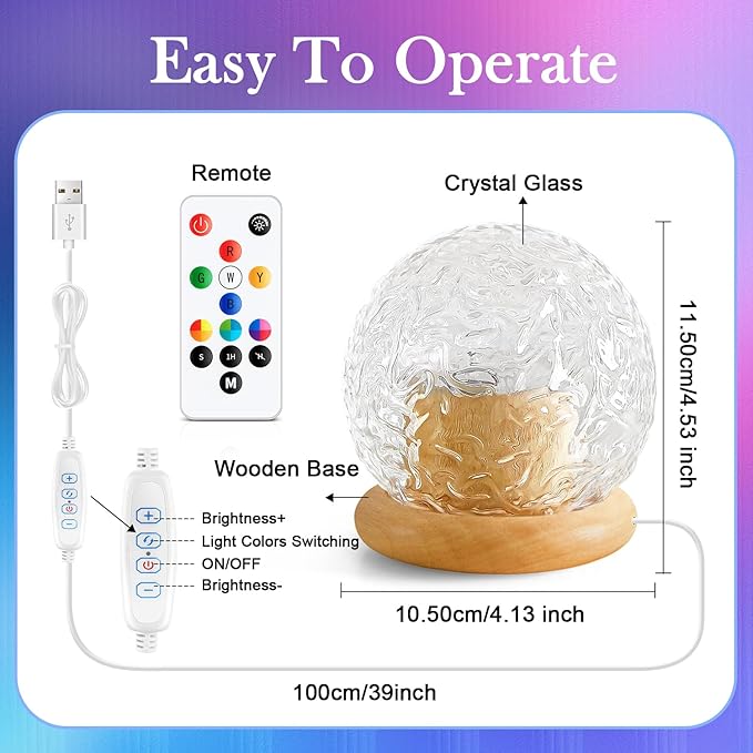 Mood Lighting Crystal Lamp,18 Color Changing Lamp Light Projector for Bedroom,Dimmable Night Light Projector Ambient Lighting,Remote Aesthetic Room Decor for Teen Girls Gifts,Christmas Gifts for Kids