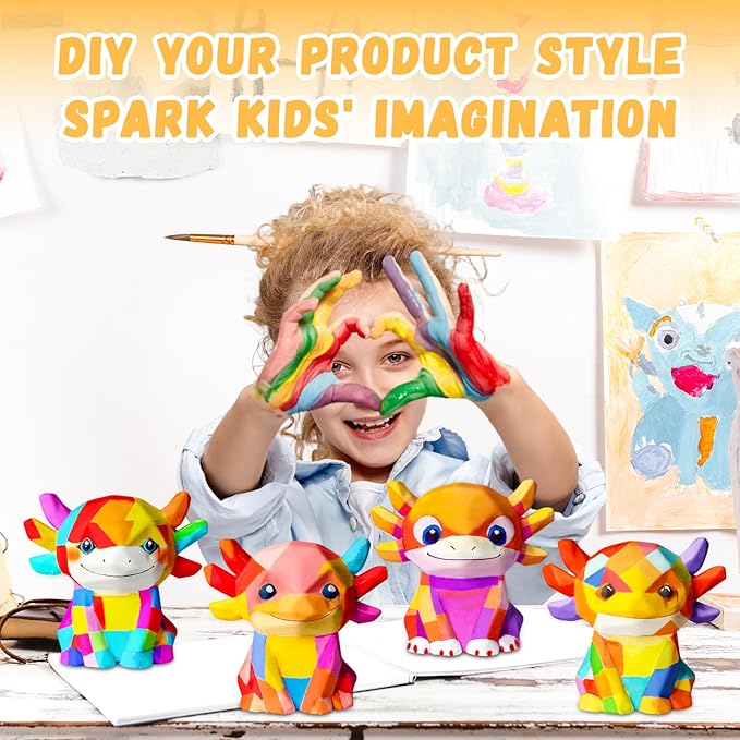 Paint Your Own Axolotl Lamp Kit, Arts and Crafts for Kids Ages 8-12, Arts and Crafts for Kids 4-6, Axolotl Night Light Painting Kit for Kids, Art Supplies for Girls Boys Birthday Ages 3 4 5 6 7 8 9+
