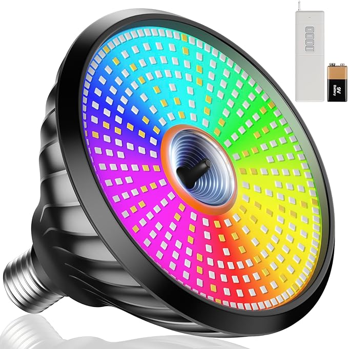 Led Pool Lights for Inground Pool, 120V 70W RGB LED Color Changing Lights Medium E26/E27 Base Underwater Pool Light Bulb with Remote Control Replacement Lamps, Matte Black
