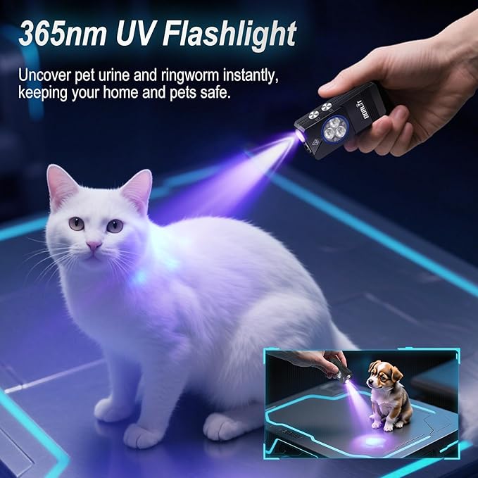 BORUIT EV30 Mini LED EDC Flashlight with 365nm UV Light, 550 Lumens USB-C Rechargeable Pocket Keychain Flashlight, Magnetic Tail & Clip, IP66 Waterproof for Camping, Hiking, Emergencies