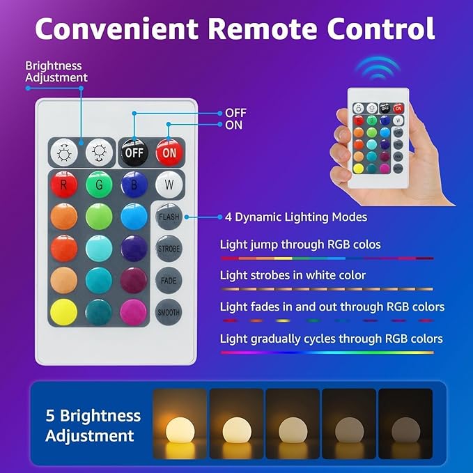 FUYO Smart Table Lamp, 6-inch Rechargeable LED Globe Orb Light with App/Remote Control, IPX6 Water-Resistant, 16 Colors & 4 Modes, Sphere Night Light for Home Bedroom Pool Garden Decor