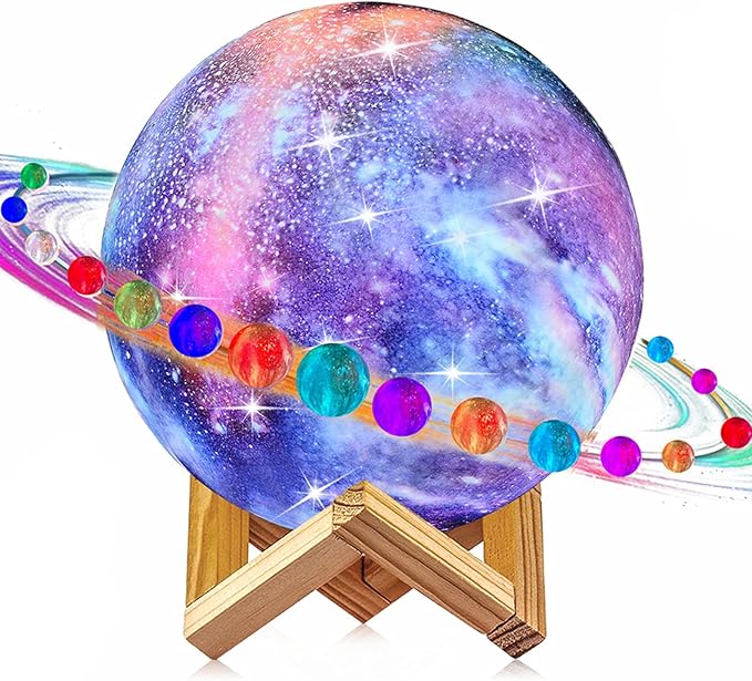 LOGROTATE Moon Lamp, Kids Night Light, 16 Colors Galaxy Lamp 3D Printing LED Moon Light with Stand, Remote&Touch Control, USB Rechargeable Gift for Women Kids Birthday, Bedroom Home Decor, 5.98 inch