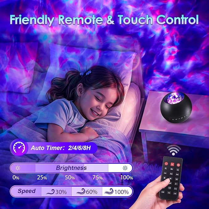 One Fire Galaxy Projector, Vibrant Galaxy Light Projector, White Noise & Bluetooth Room Lights for Bedroom,Remote Timer Kids Night Light,Cute Room Decor for Teen Girl Gifts Trendy Stuff