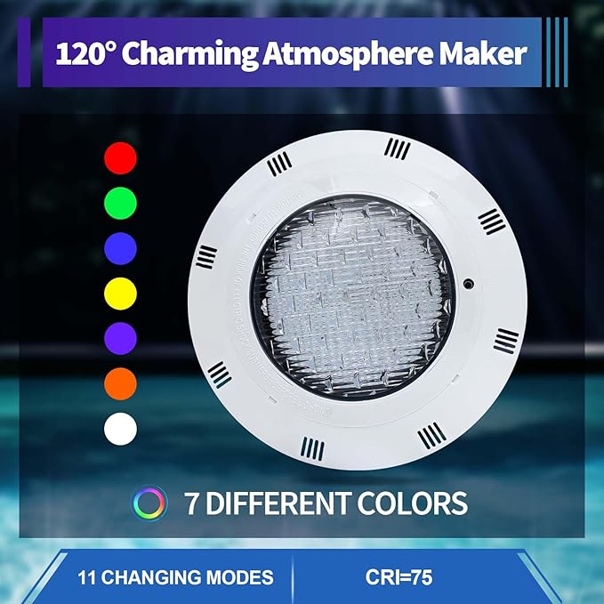 Eapmic 12V 45W Pool Light Underwater Color-Change LED Lights RGB IP68 with Remote (45W)