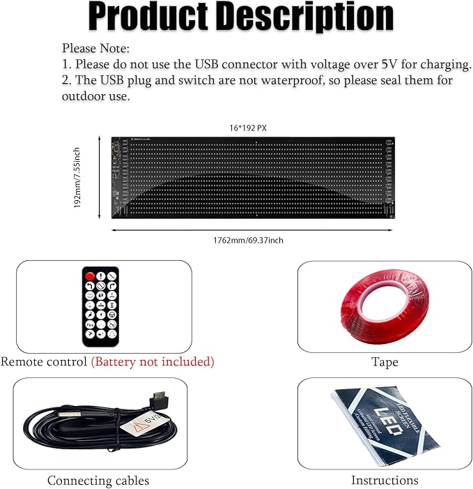 1 Pack 69.4"x7.6" LED Devil Eyes Light Sign for Cars, Truck Windshield LED Eyes, Programmable via App/Remote Control, USB-Powered Flexible Panel, Custom Dynamic Patterns for SUVs, Medium Trucks