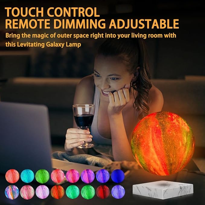 Levitating Moon Lamp, Magnetic Levitation Galaxy Light 16 Colors LED Floating And Spinning 3D Moon Night Lights Birthday Gifts Room Table Desk Decoration
