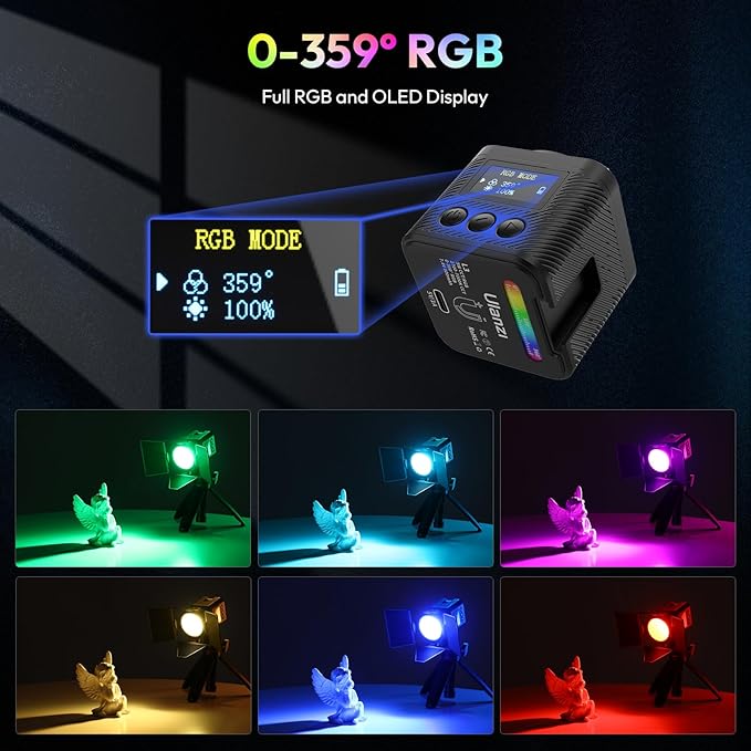 ULANZI LM18 Vlogging Light Mini LED Action Camera Video Light Photography for DJI Osmo 3/4/5, ULANZI L3 RGB LED Video Light, Magnetic Camera Lighting Kit Mini Cube COB Photography Fill Light