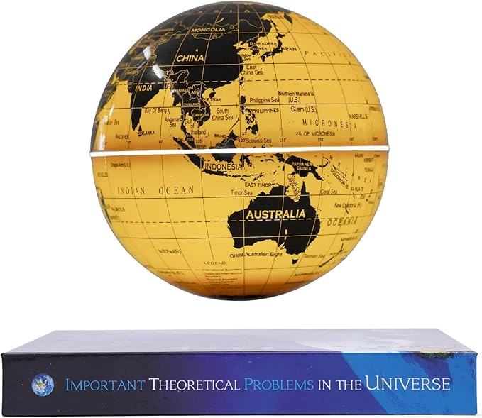Floating Globe Lamp,6" World Geographic Globes Gold Magnetic Floating Levitating Globe with Lights Home Office Desk Decor Creative Birthday Christmas Gifts,360 Rotating