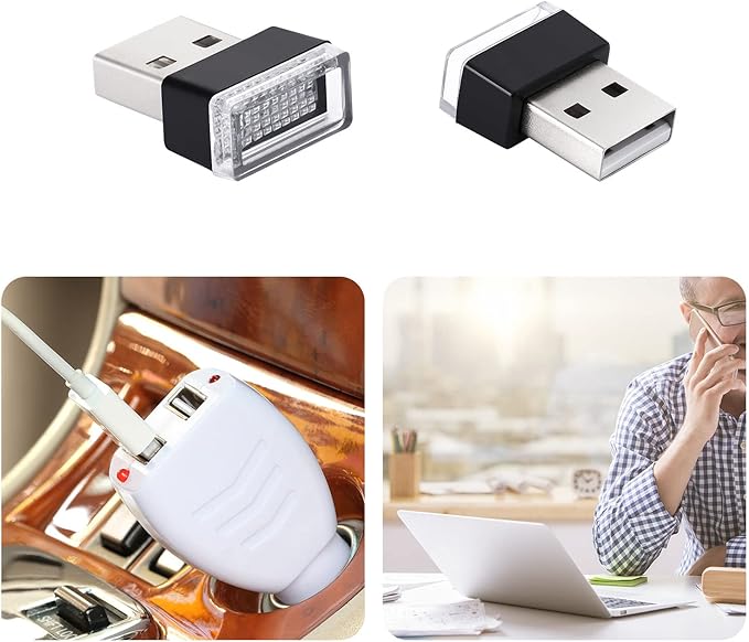 7 Pieces Mini USB LED Light Car Interior Lights USB LED Atmosphere Lamp Light Plug-in 5V Universal USB Light Interior Ambient Lighting Kit for Cars Laptops Night Led Lights Decoration (7 Colors)
