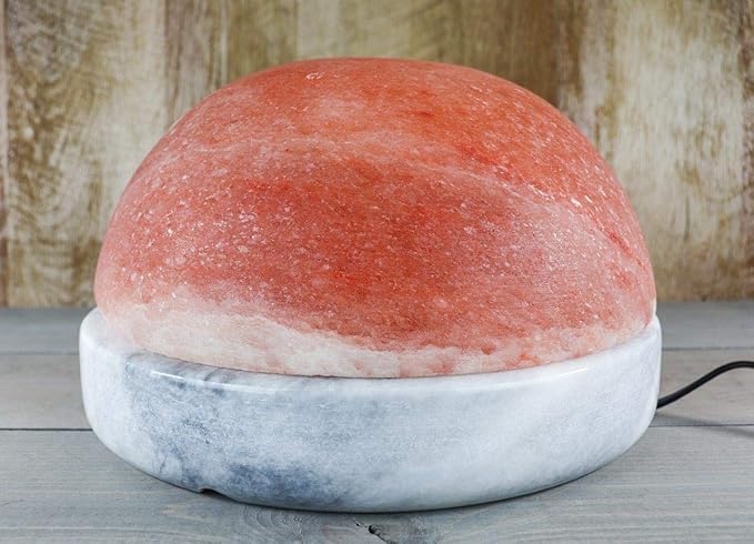 Himalayan Secrets® Salt Dome Lamp | for Warming Up Hands and Feet (11" Gray Marble Base)