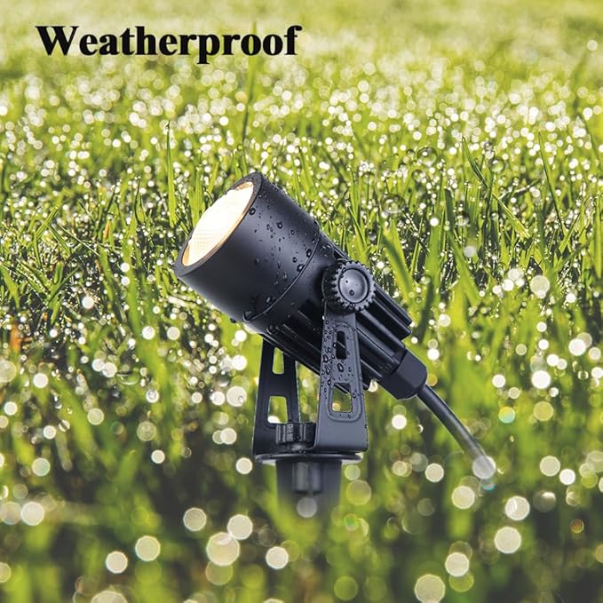 Outdoor Mini Spotlights, MR11 LED Bulb 12V Low Voltage Landscape Spotlight 2W 200lm, 2700K Warm White IP65 Waterproof Aluminum Light Fixture, 1 1/4" Short Head 2-Count