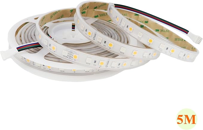 RGB+Warm White LED Strip Lights SMD 5050 2800K-3200K RGBW DC 24V 360LEDs 16.4Ft Color Changing RGB LED Tape Light Outdoor Waterproof IP67 for Room Party Holiday LED Lighting