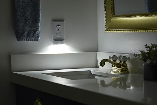 SnapPower 3 Pack MotionLight [for Duplex Outlets] - Motion Detecting LED Night Lights Built-in to Wall Plate - Bright/Dim/Off Options - Auto On/Off Sensor - (Duplex, Black)