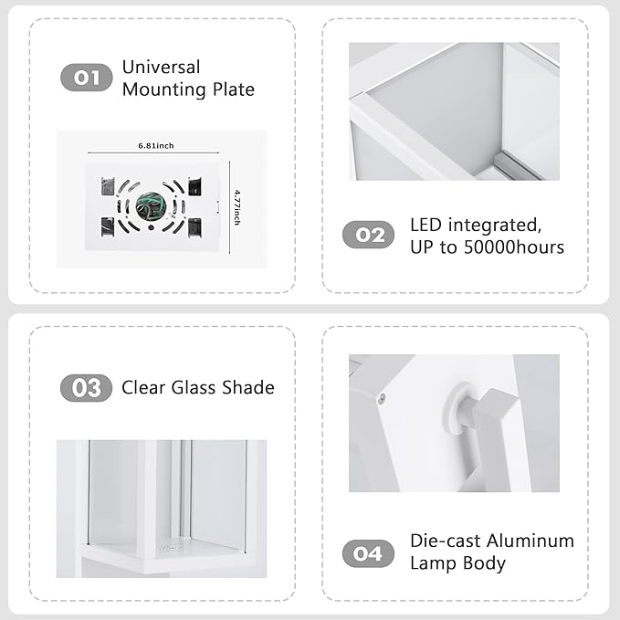 Motion Sensor Outdoor Wall Light LED Exterior Light Fixture IP54 Waterproof Sconce Porch Light Grey Modern Wall Mount Lamp Lantern for House Garage Patio Entryway 13W 750Lm 3000K