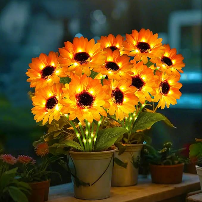 Solar Garden Lights 6 Pack 36 Solar Sunflower Lights, Gifts for Mom Women Grandma Mothers Day Birthday, Waterproof Solar Flower Light for Outdoor Decoration, Decorative Stakes for Yard,Landscape,Patio