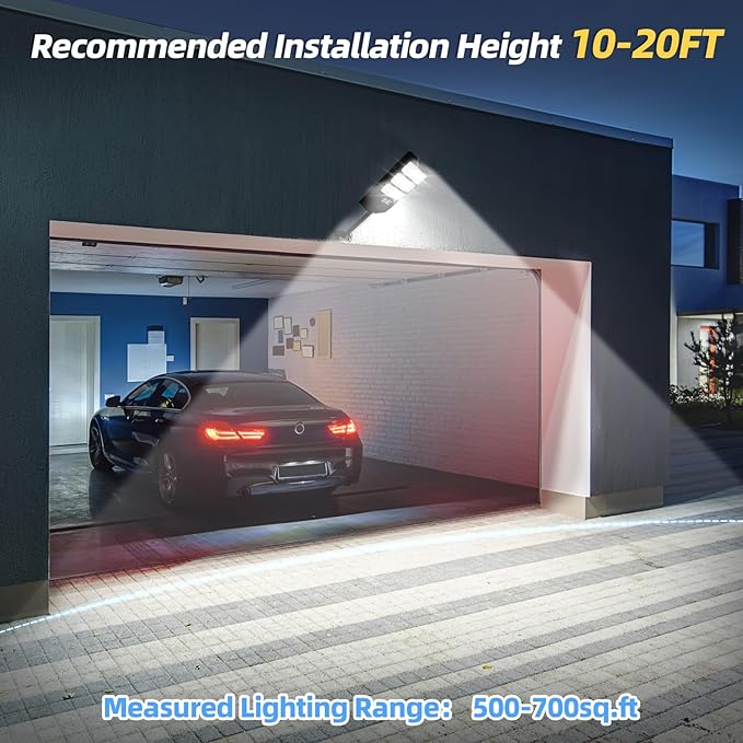 Solar Street Lights Outdoor, 6500K Solar Lights Outdoor Waterproof with Motion Sensor, Flood Security Lights with Remote Control Dusk to Dawn Commercial Lighting for Yard Path Garden