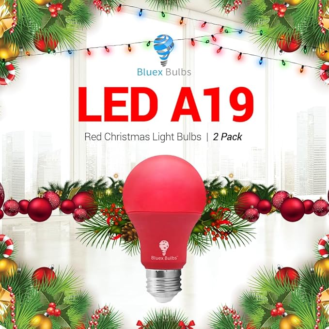 6 Pack BlueX LED A19 Red Light Bulbs - 9W (60Watt Equivalent) - E26 Base LED Bulb, Party Decoration, Porch, Home Lighting, Holiday Lighting, Decorative Illumination LED Bulb Non-Dimmbale