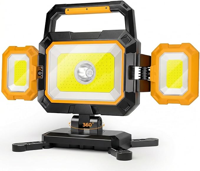 Yzoni 35W Rechargeable Work Light, 3500LM Magnetic LED Work Light with 6 Modes, Battery Powered Portable Mechanic Lights with 360°Rotate Foldable Design for Auto Car, Garage, Workshop