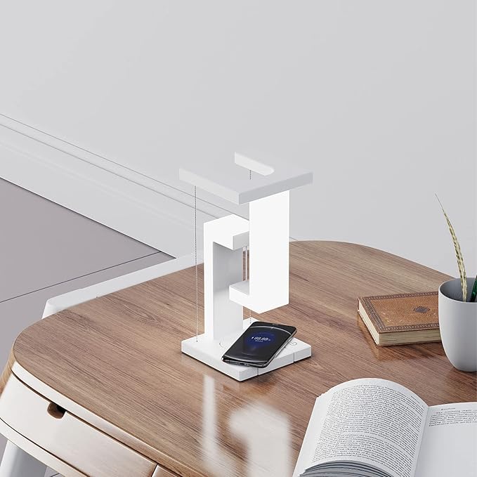 Heayzoki Magnetic Levitating Night Light with Phone Charging Pad, LED Table Lamp with 3 Gears Touching Adjustable for Office Home