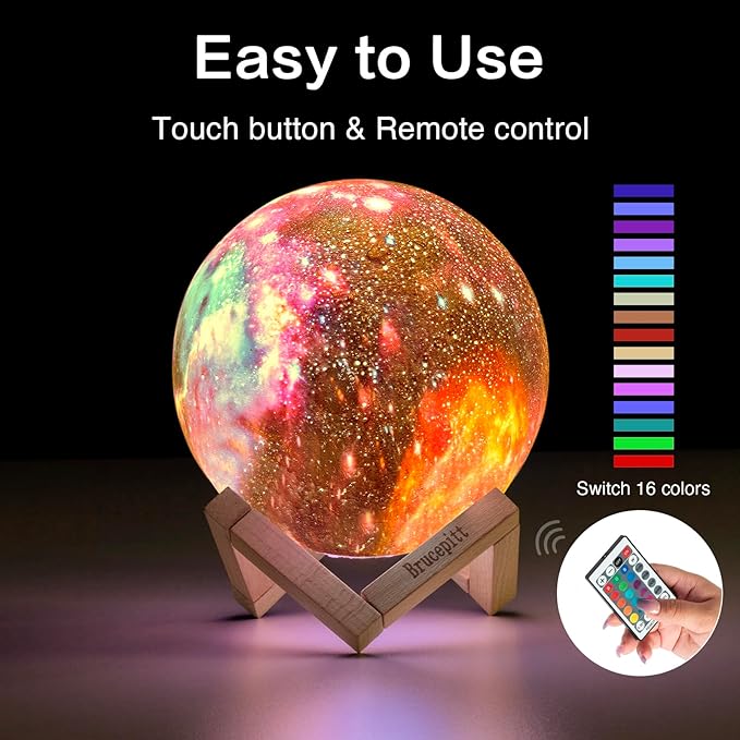 Moon Lamp Galaxy Lamp Upgraded Timing 7.1 Inch 16 Colors 3D Moonlight Galaxy Light,Moon Night Light for Adults,Kids Lamp Moon Gifts for Women Girls Boys Bedroom