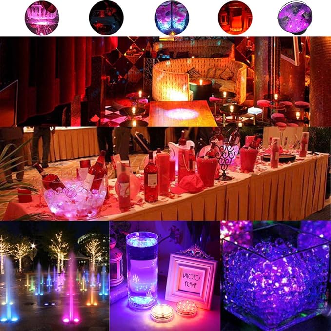 Submersible LED Lights with Remote, 16 Colors Changing Submersible Pool Lights for Above Ground Pools, Waterproof Led Puck Lights Tea Lights, Battery Operated Pond Lights for Vase Aquarium (16)