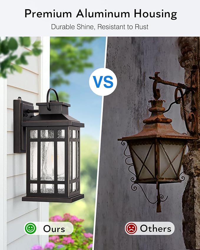 ORB Dusk to Dawn Outdoor Lighting, Oil Rubbed Bronze Exterior Light Fixtures, 100% Aluminum Anti-Rust Waterproof Modern Outside Lights for House, Porch, Garage, Front Door, Easy-to-Install