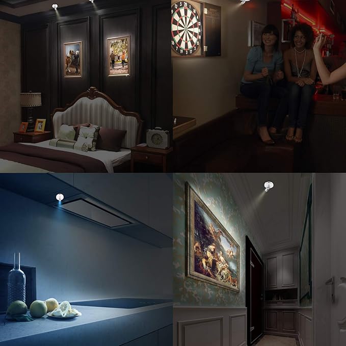 BIGMONAT Cordless Spotlight Battery Operated, RGB Picture Light with Remote and Timer, Color Changing Display Lamp, Dimmable LED Accent Lighting for Artwork Painting Dartboard Plant Gallery