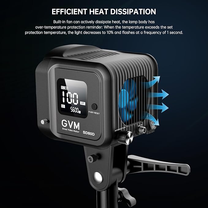 GVM 80W LED Video Light with Lantern Softbox and Tripod Stand Kit, Bi-Color 2700K-7500K 12 Scenes CRI97+ Bowens Mount Studio Light, APP Control COB Continuous Output Lighting for Video Recording