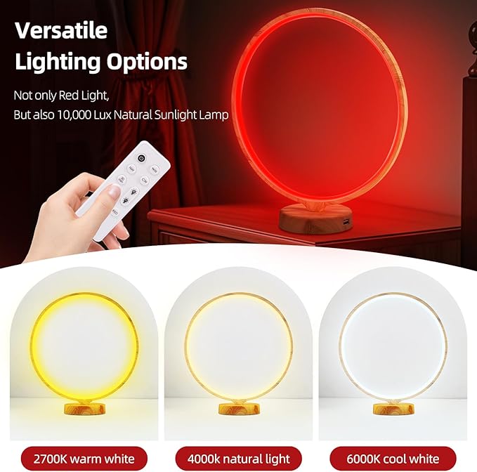 Red Light Therapy Night Light Lamp for Sleep 670nm Red Nightlight Desk Lamp with Multi-Color and Brightness Options Remote Control,Deep Relaxation and Improve Sleeping for Adults & Kids Bedrooms