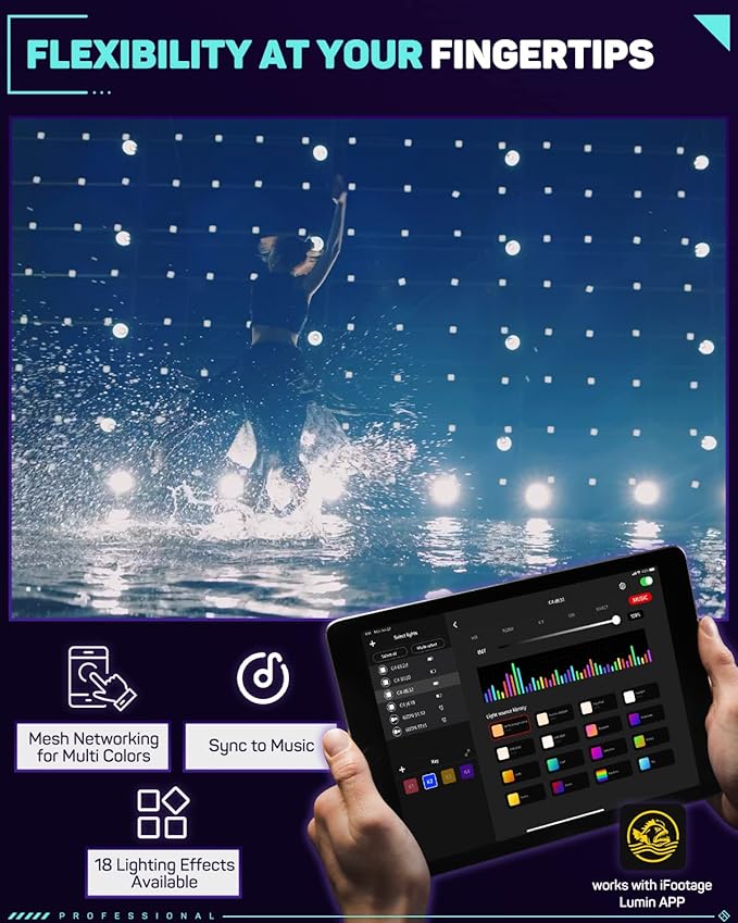 IFOOTAGE RGBW Video Light, Portable RGB Camera Light, 2700K-10000K/CRI 95+/120 mins Battery Life/Rechargeble/APP Control/Magnetic, Camera LED Light for Vlogging/Live Streaming/Photography, C4 Purple