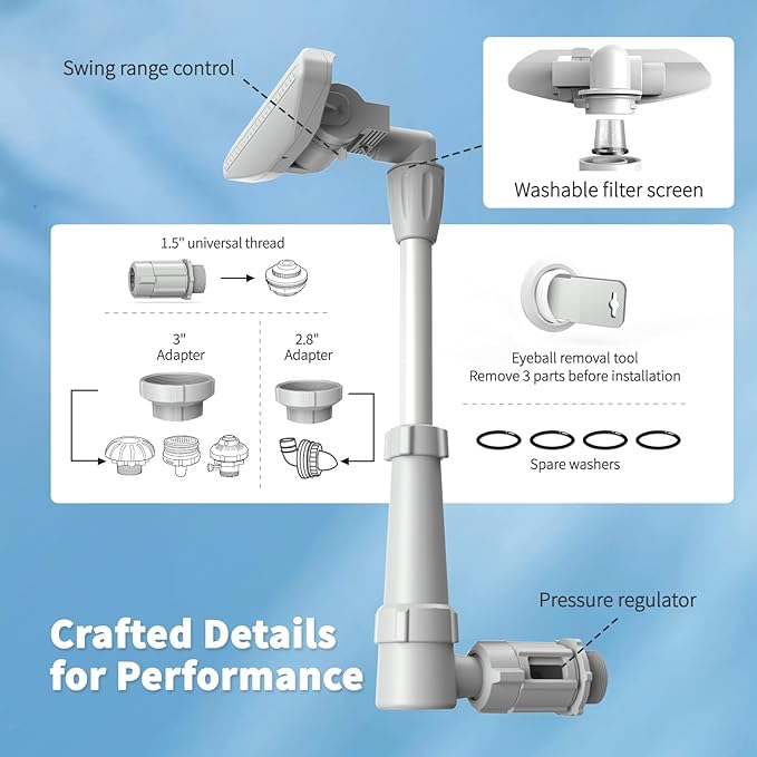 Klleyna Swimming Pool Fountain for Above & In-Ground Pools, Pool Waterfall Water Cooler Sprinkler Sprayer Summer Party Decor (E-Gray Swing)