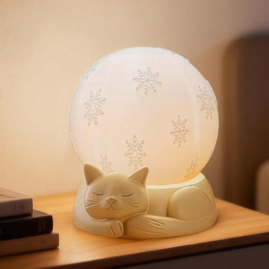 Rotating Cat Lamp, 3 Color Temperatures Table Lamp for Bedroom, Touch Control Rechargeable Nightstand Lamps with USB C Charging for Home Decor, Nursery
