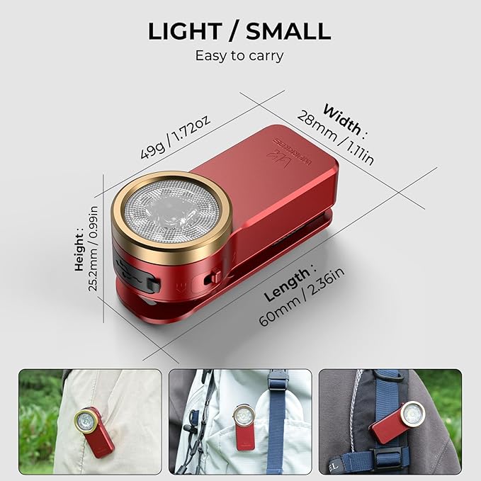 Wurkkos HD03 EDC Flashlight Rechargeable Clip-on Light, 680Lumens Mini Pocket Flashlight with RGB, Magnetic Small Flat Flashlight for Camping, Repairing, Signaling, Cycling (Red)