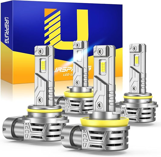 Ursprung H11 9005 Fog Light Combo, 1:1 Size Easy Installation H9 H8 HB3 Fog Driving Light Bulbs, Plug and Play, 99% CANBUS Ready, Pack of 4