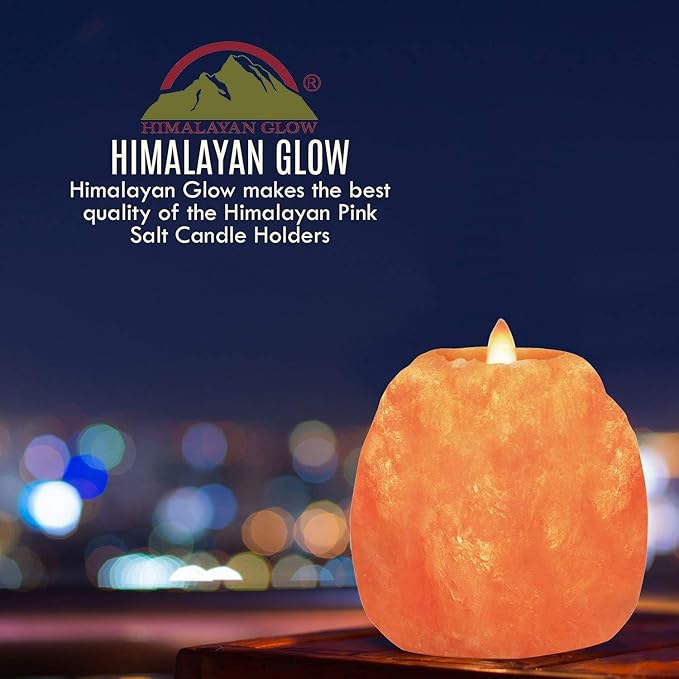 Himalayan Glow Tealight Candle Holder, Home Décor Natural Style Hand Carved Salt Lamp - 2 Pack