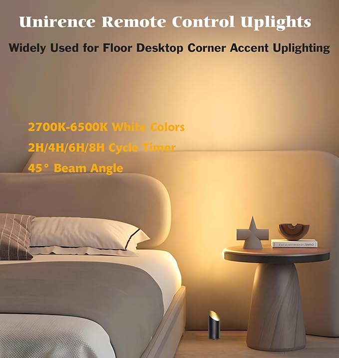 Uplights Indoor LED Spotlights 8W 2700K-6500K White Color Adjustable Desktop Corner Accent Floor Can Uplighting for Plant Picture Living Room with 5.9 FT Plug Cord and Foot Switch