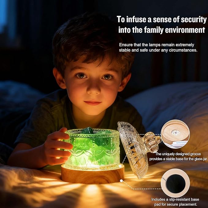 Runyangshi Crystal Lamp Night Light - Natural Green Fluorite Crystal Stone, 3 Lighting Modes with 10 Brightness Levels, Kid & Pet Friendly Design, USB Powered, Ideal for Home and Decor & Gift