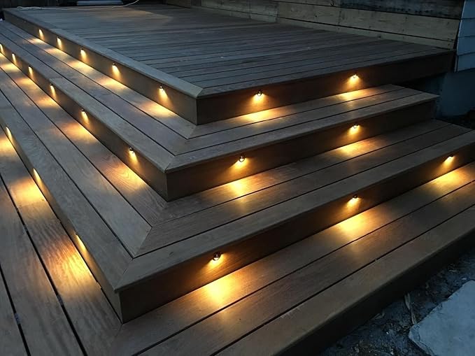 FVTLED Warm White Low Voltage LED Deck Lights kit Φ1.38 Outdoor Garden Yard Decoration Lamp Recessed Landscape Pathway Step Stair Warm White LED Lighting, Black