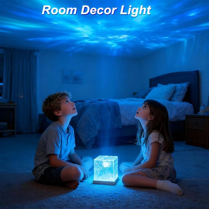Rechargeable Shower Lights for Inside Shower, 16 Color Ocean Wave Projector Light, Dimmable Rotating Dynamic Water Ripple Light Ocean Lamp for Bedroom Classroom Bathroom Bath Tub Spa