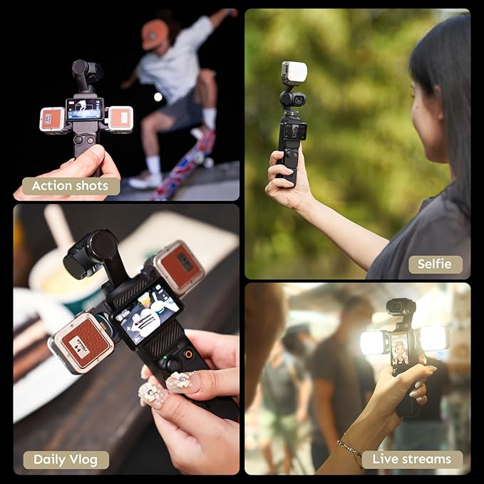 Harlowe Atom 2W Magnetic Mini Camera Light Compatible with DJI Osmo Action/GoPro/360/Cameras Motion Sensing Type-C Rechargeable Auxiliary Camera Fill Light for Selfie Vlog Video Recording