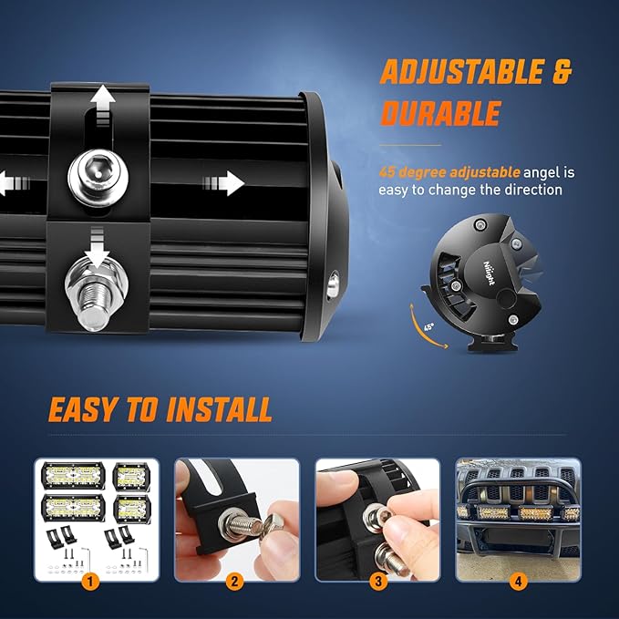 Nilight LED Pods 6PCS 6.5 Inch 120W Light Bar Triple Rows Spot Flood Combo Driving Light Waterproof Led Work Light Off-Road Truck Car ATV SUV Cabin Boat