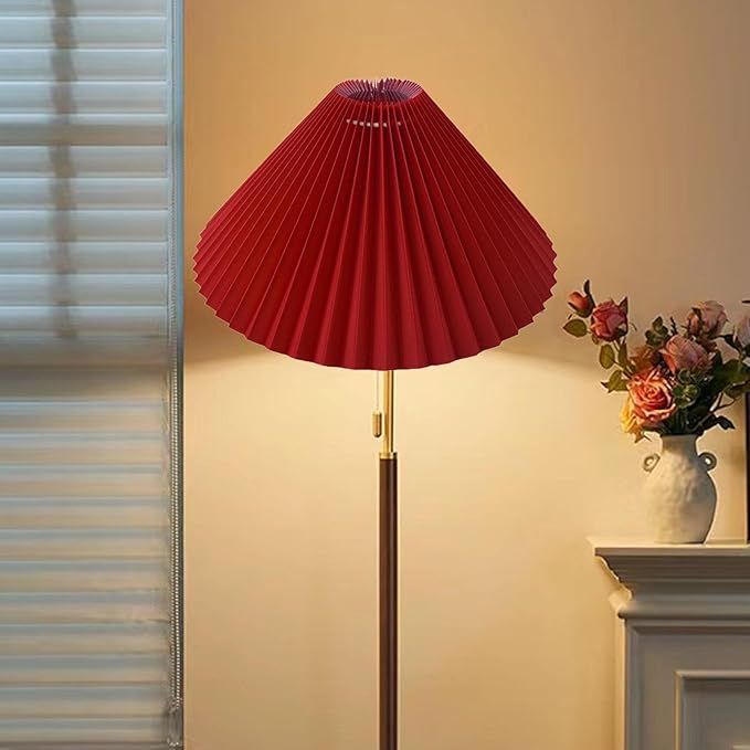 Pleated Table Lamp Shade Replacement Home Decor Lighting Fixtures Light Cover Floor Lamp Shade for Office, Red