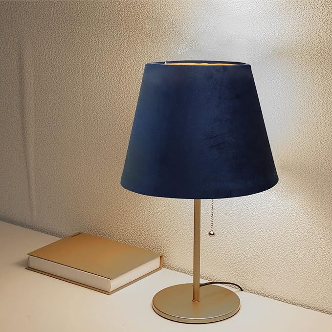 DOITOOL Lamp Shade for Table Lamp,Barrel Fabric Lampshade Drum Lampshades Cloth Lamp Shade Replacement,Lamp Covers Shade Accessories-Blue
