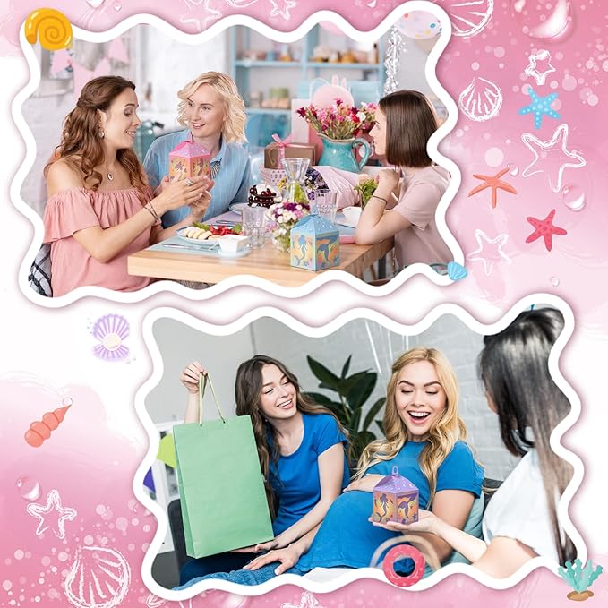 12 Sets Mermaid Lanterns Crafts with LED Candles Mermaid Tissue Paper Crafts Kits DIY Paper Lanterns for Party Decor Activities
