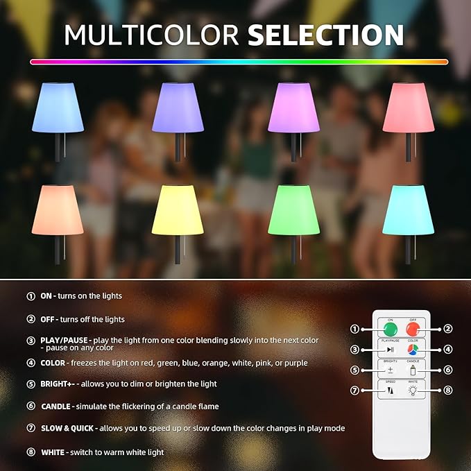 Solar Outdoor Floor Lamp USB Rechargeable Cordless Dimmable RGB Warm White LED Lights for Yard Garden Patio
