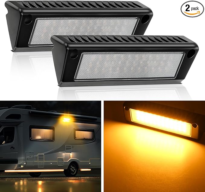 Nilight RV Exterior Light 2PCS 9 Inch Porch Lights Amber Beam 12V 24V LED Scene Cargo Lighting Black Aluminum Housing for RVs Trailers Travel Campers 5th Wheels Motorhome SUV Truck