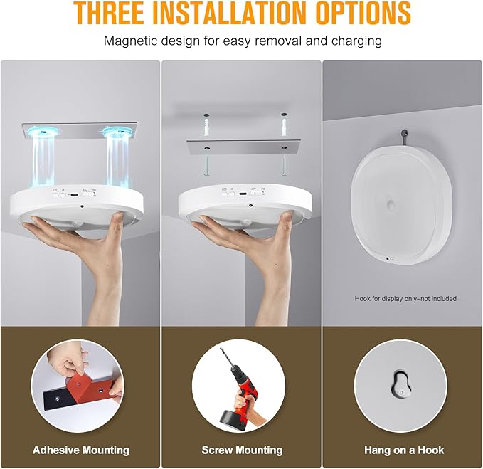 Rechargeable Motion Sensor Ceiling Light Indoor, 10000mAh Battery Operated Closet Light with Remote Control, Magnetic Mount Shower Light for Bathroom/Pantry/Garage 2-Pack